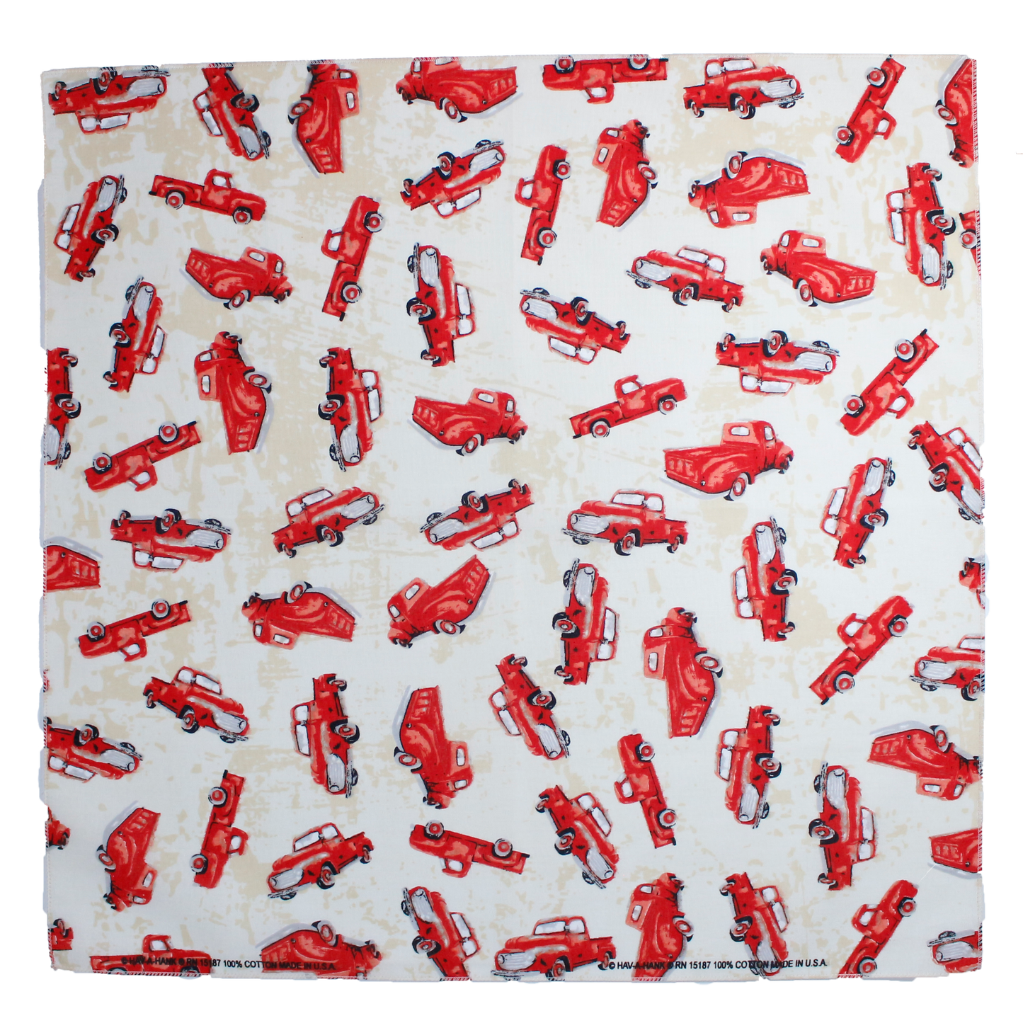 Rodeo Bandanna Assortment 4-Pack - Made In The USA featuring red trucks pattern.