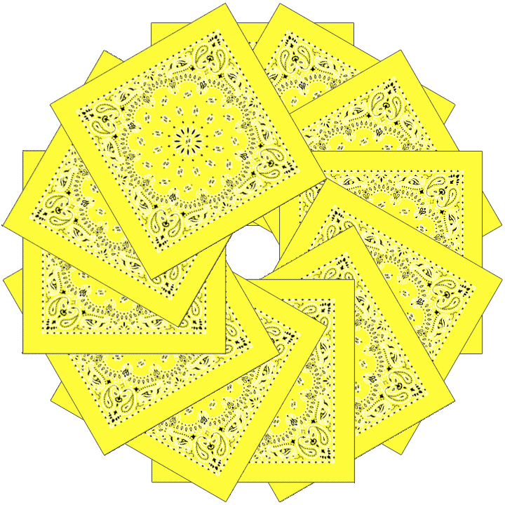 Neon 12-Pack Made In The USA - Neon Paisleys! featuring bright yellow paisley bandanas, perfect for Tik Tok.