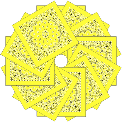 Neon 12-Pack Made In The USA - Neon Paisleys! featuring bright yellow paisley bandanas, perfect for Tik Tok.