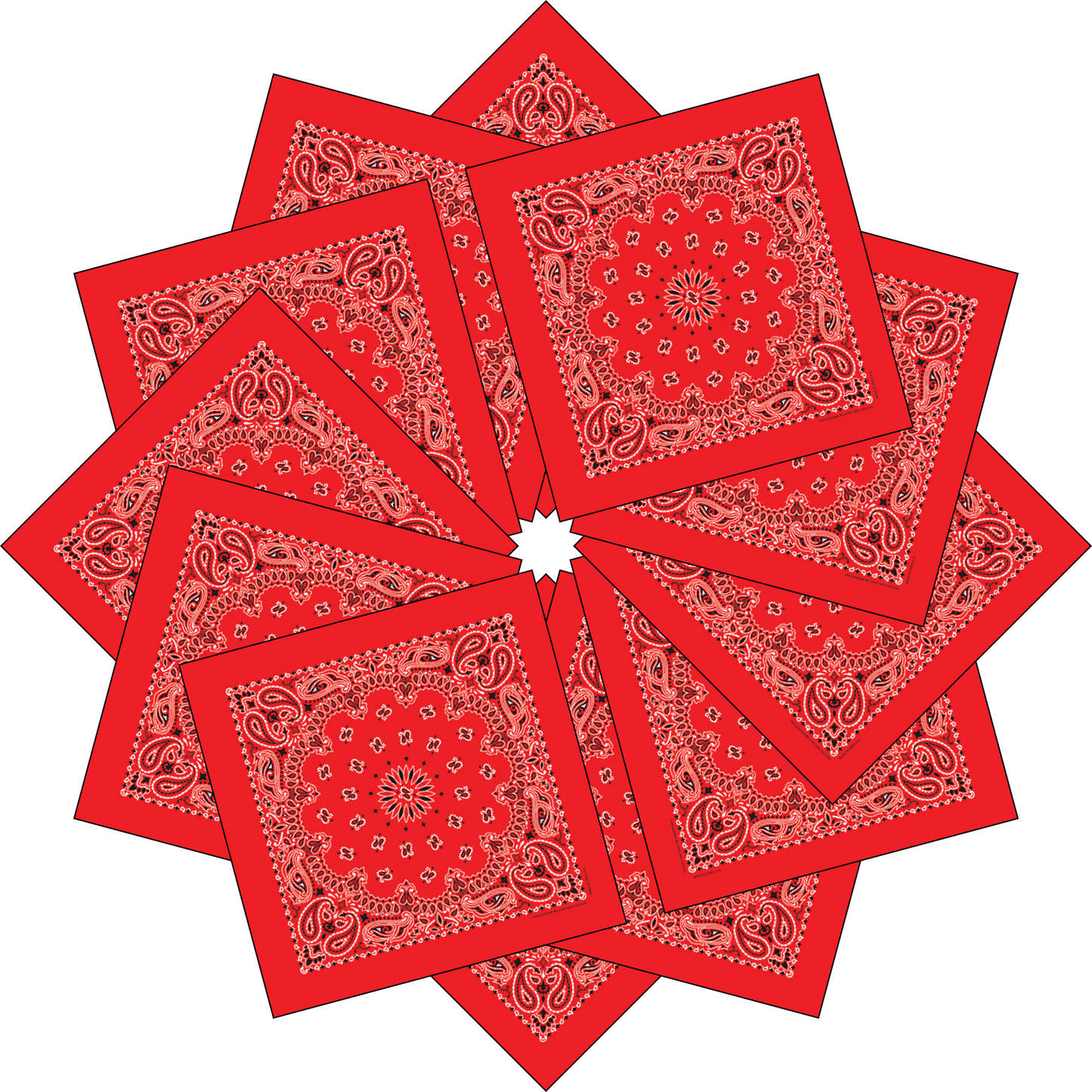 12-Pack USA Made Paisley Bandanna - RED