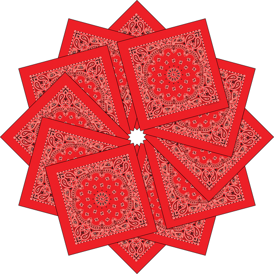 12-Pack USA Made Paisley Bandanna - RED
