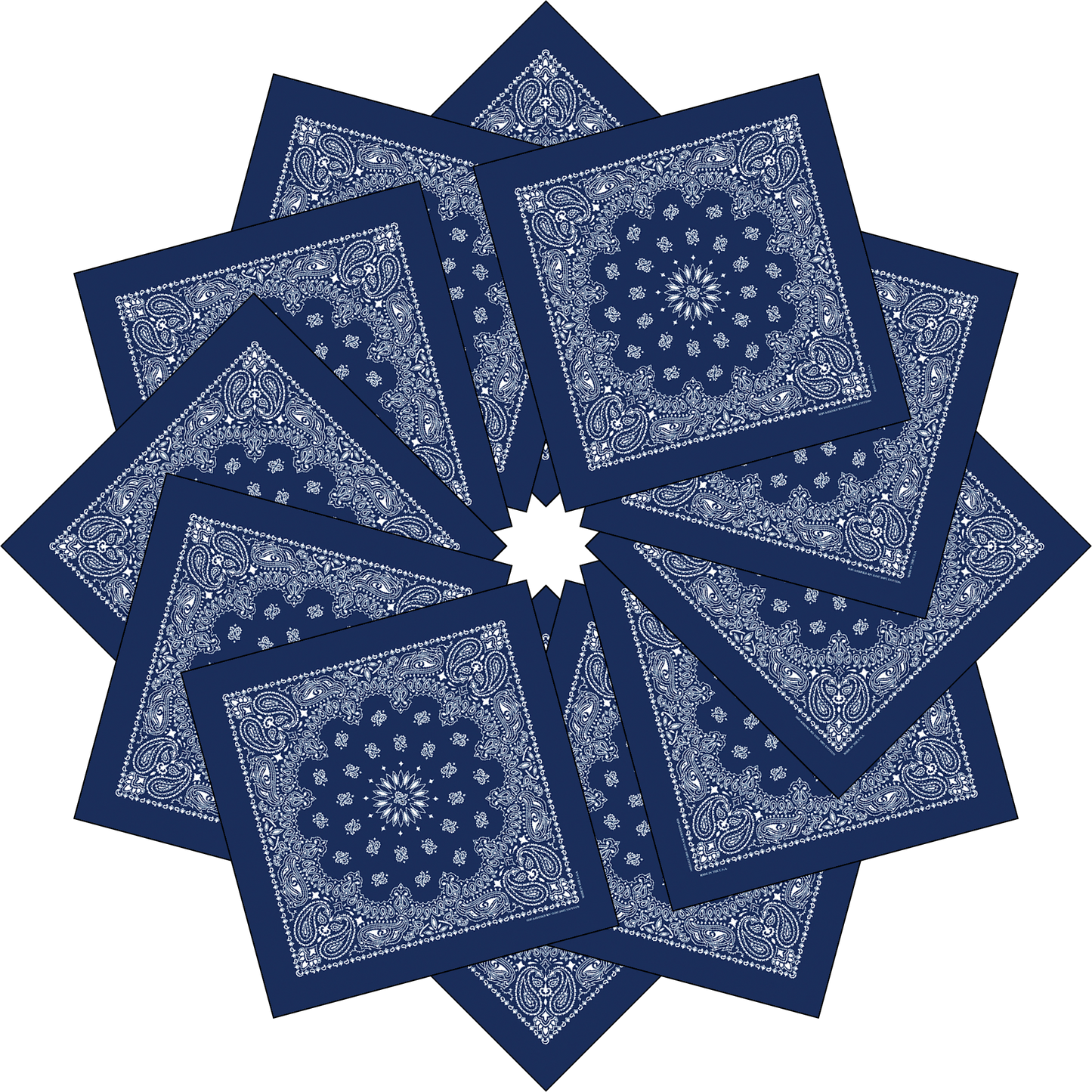 12-Pack USA Made Paisley Bandanna - NAVY BLUE