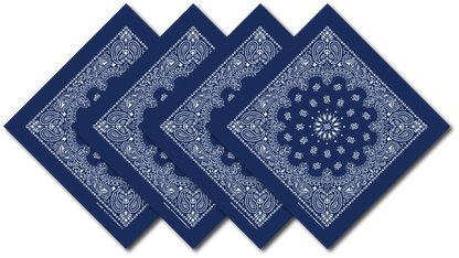 Navy Blue Bandanna 4 Pack – Cotton Paisley 22x22