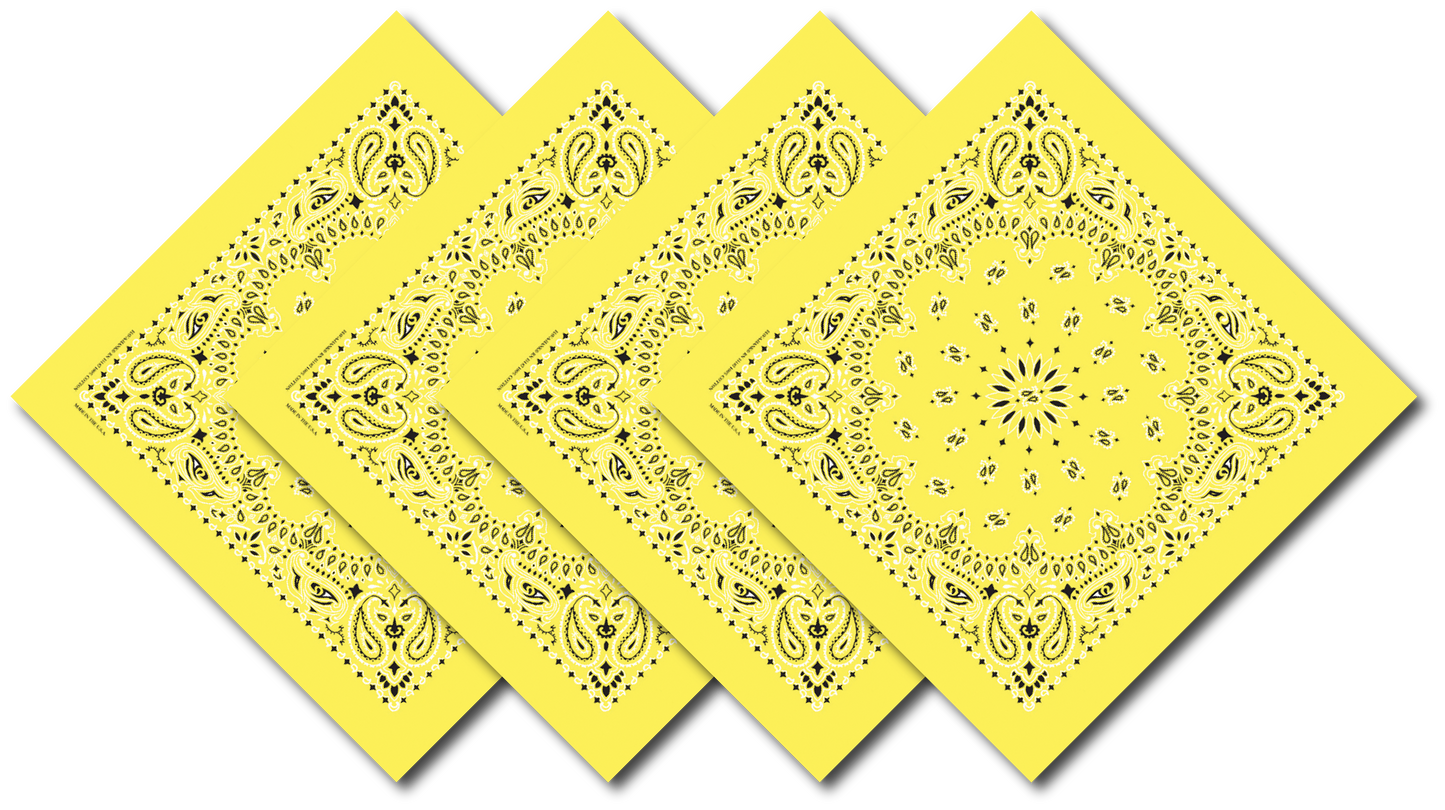 4-Pack USA Made Paisley Bandanna - YELLOW