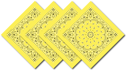 4-Pack USA Made Paisley Bandanna - YELLOW