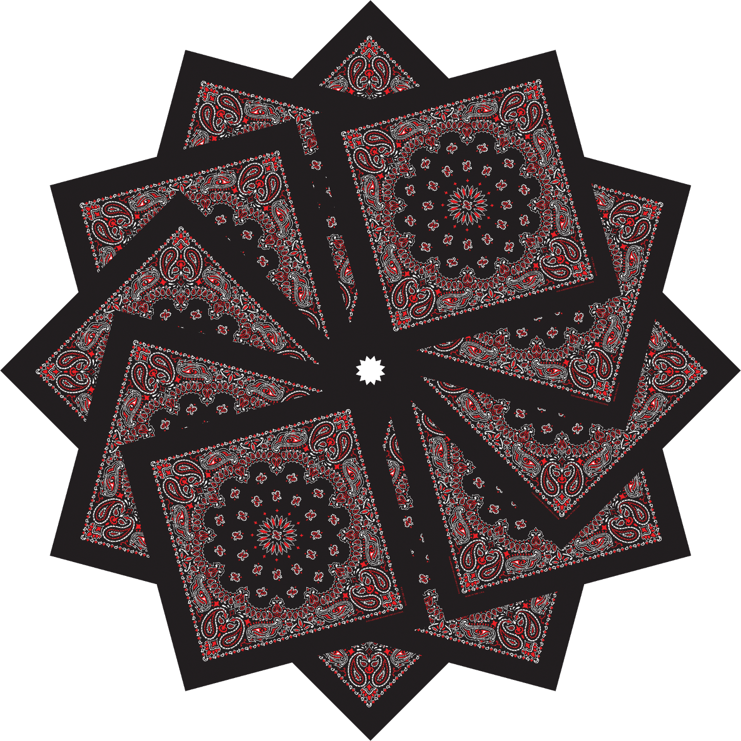 12-Pack USA Made Paisley Bandanna - RED/BLACK