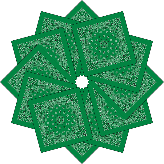 12-Pack USA Made Paisley Bandanna - KELLY GREEN