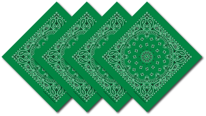 Kelly Green Paisley Bandanna 4 Pack – Cotton 22x22