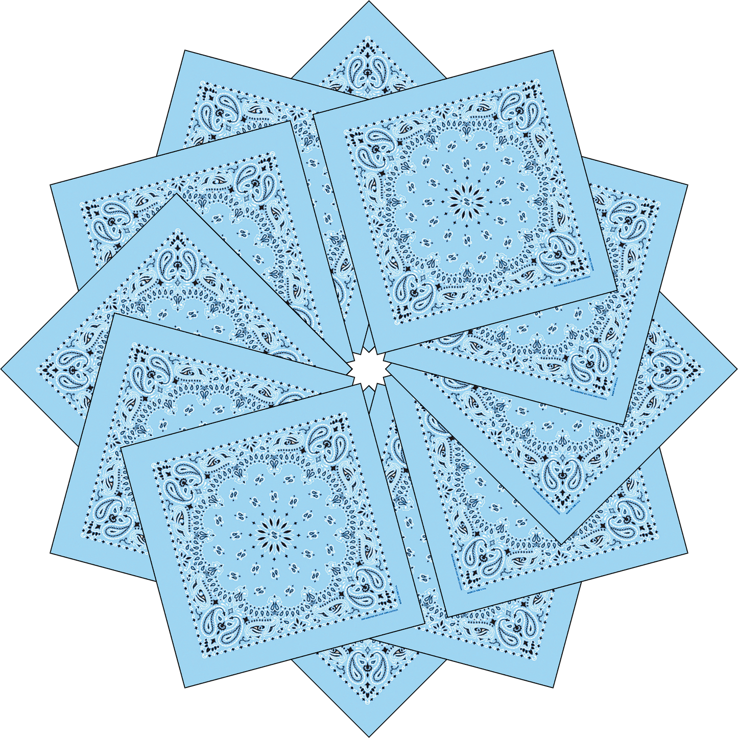 12-Pack USA Made Paisley Bandanna - LIGHT BLUE