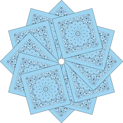12-Pack USA Made Paisley Bandanna - LIGHT BLUE