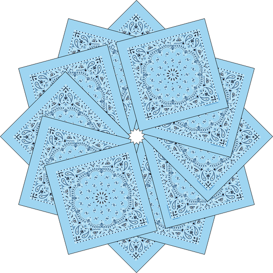 12-Pack USA Made Paisley Bandanna - LIGHT BLUE