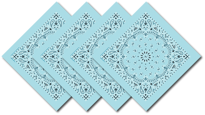 Light Blue Paisley Bandanna 4 Pack – Cotton 22x22