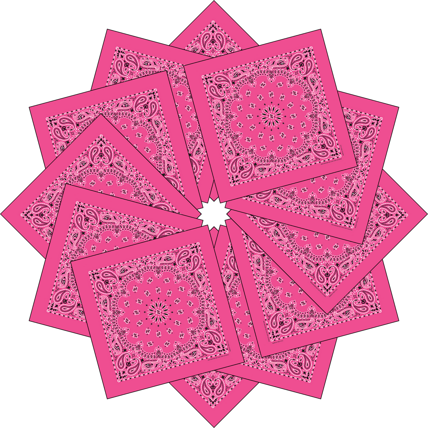 12-Pack USA Made Paisley Bandanna - FUCHSIA
