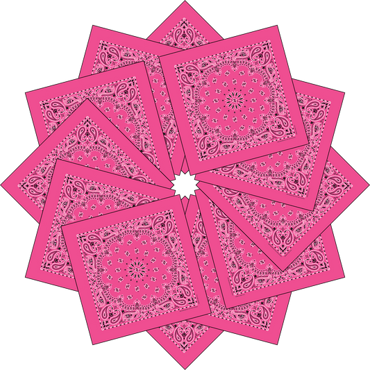 12-Pack USA Made Paisley Bandanna - FUCHSIA