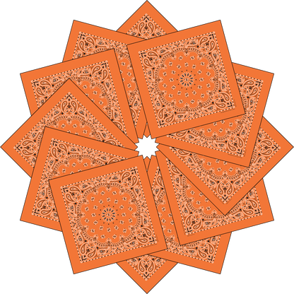 12-Pack USA Made Paisley Bandanna - ORANGE