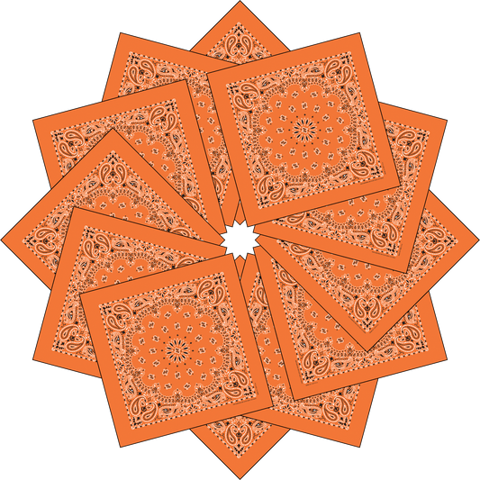 12-Pack USA Made Paisley Bandanna - ORANGE