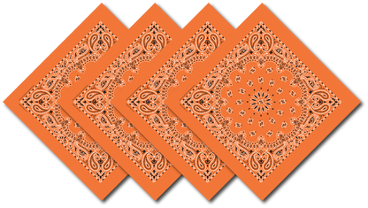 Orange Paisley Bandanna 4 Pack – Cotton 22x22