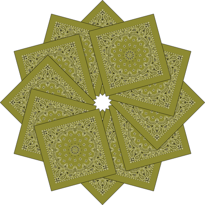 12-Pack USA Made Paisley Bandanna - OLIVE GREEN