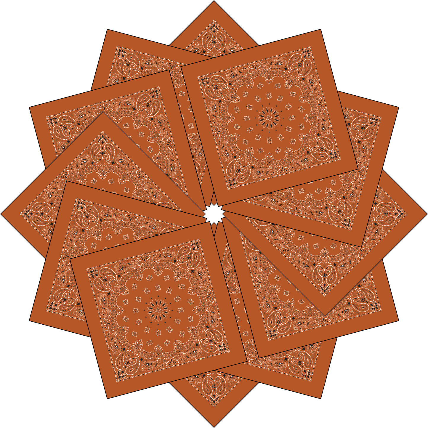 12-Pack USA Made Paisley Bandanna - BURNT ORANGE