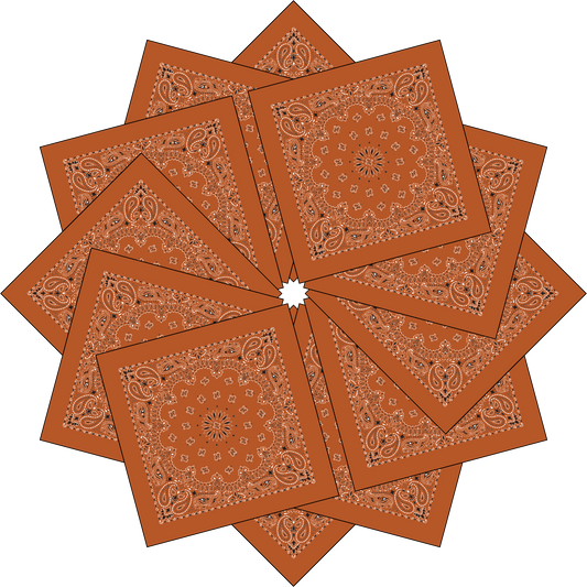 12-Pack USA Made Paisley Bandanna - BURNT ORANGE