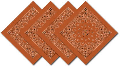 Burnt Orange Paisley Bandanna 4 Pack – Cotton 22x22