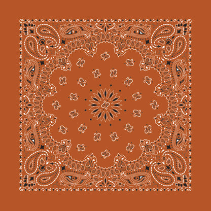 12-Pack USA Made Paisley Bandanna - BURNT ORANGE
