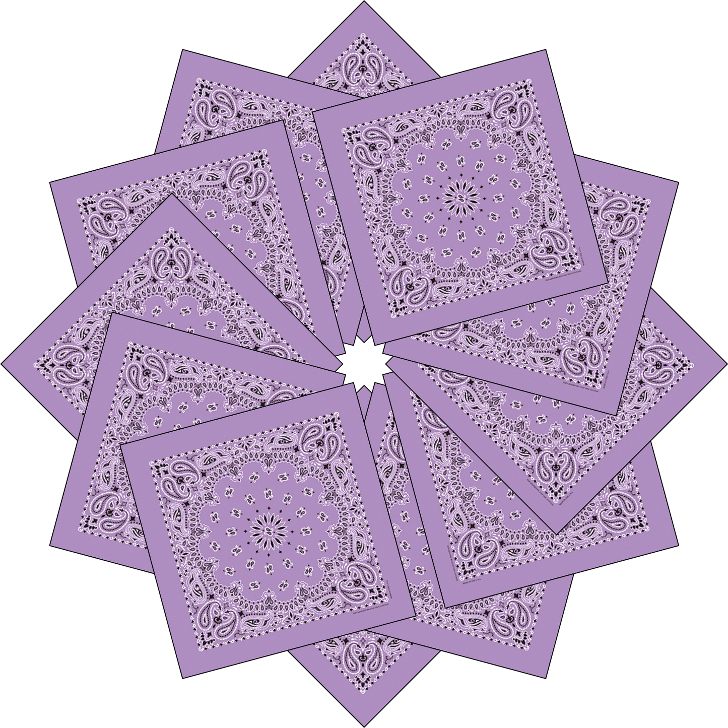 12-Pack USA Made Paisley Bandanna - LAVENDER