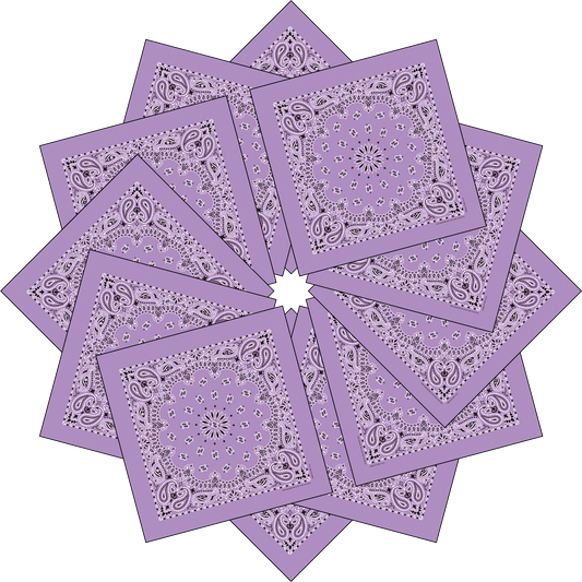 12-Pack USA Made Paisley Bandanna - LAVENDER