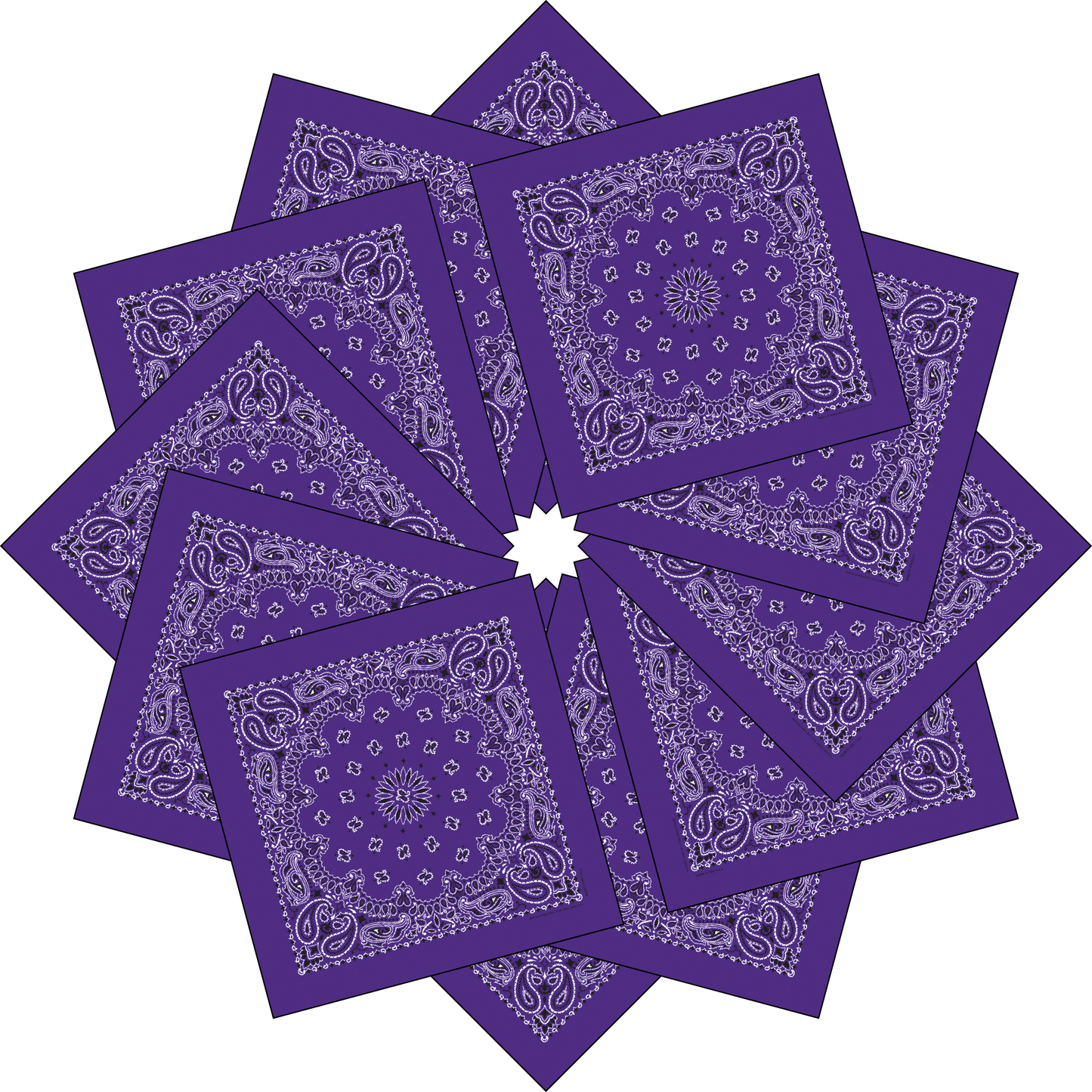 12-Pack USA Made Paisley Bandanna - PURPLE