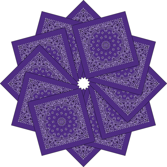12-Pack USA Made Paisley Bandanna - PURPLE
