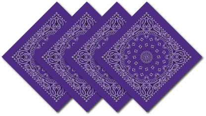 Purple Paisley Bandanna 4 Pack – Cotton 22x22