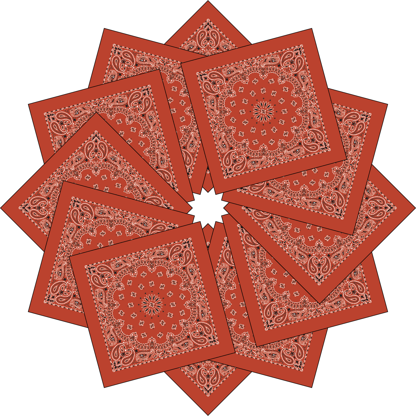 12-Pack USA Made Paisley Bandanna - TERRACOTTA