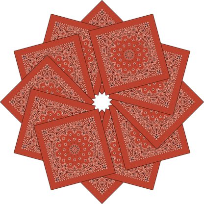 12-Pack USA Made Paisley Bandanna - TERRACOTTA