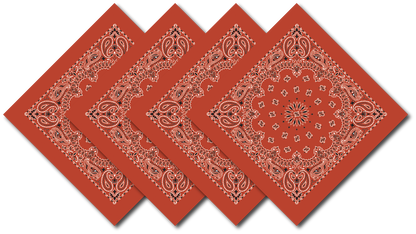 Terracotta Bandanna 4 Pack – Cotton Paisley 22x22