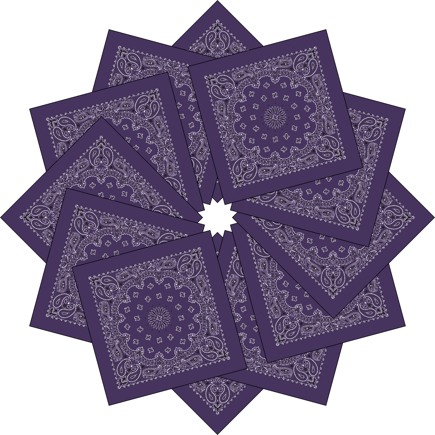 12-Pack USA Made Paisley Bandanna - PLUM