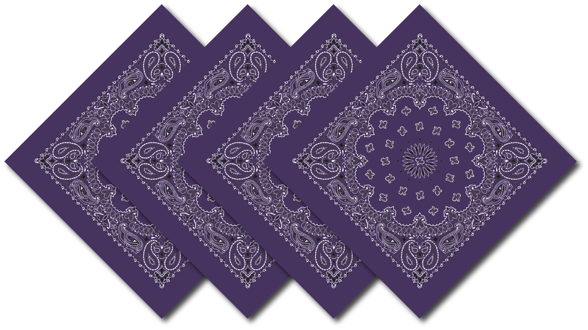 4-Pack USA Made Paisley Bandanna - PLUM in traditional paisley print, showcasing vibrant purple color.