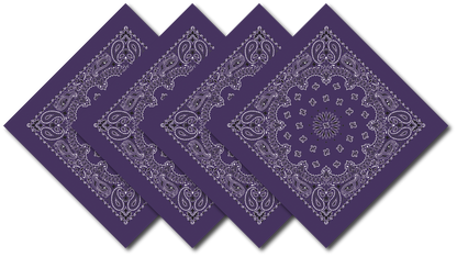 4-Pack USA Made Paisley Bandanna - PLUM in traditional paisley print, showcasing vibrant purple color.