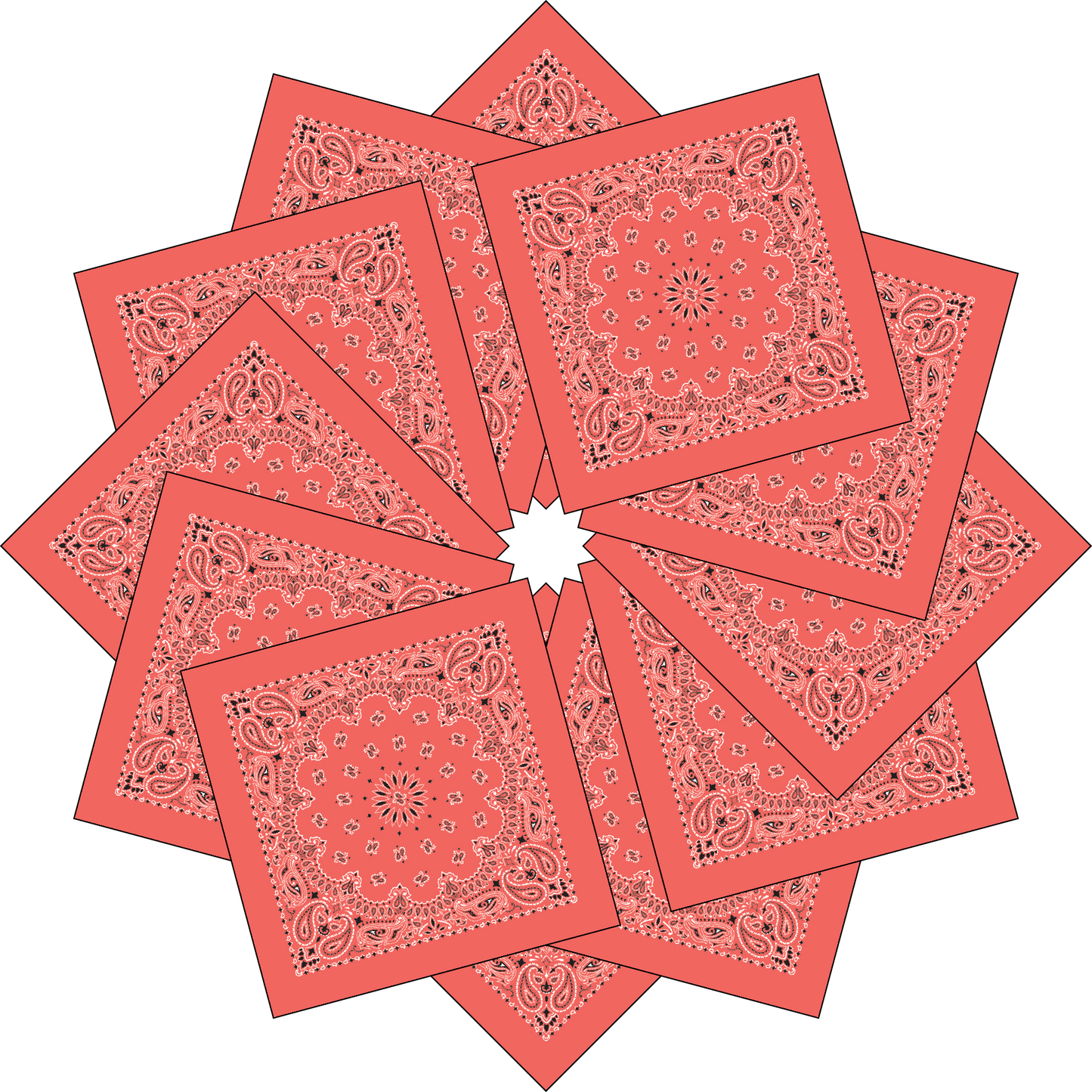 12-Pack USA Made Paisley Bandanna - HONEYSUCKLE