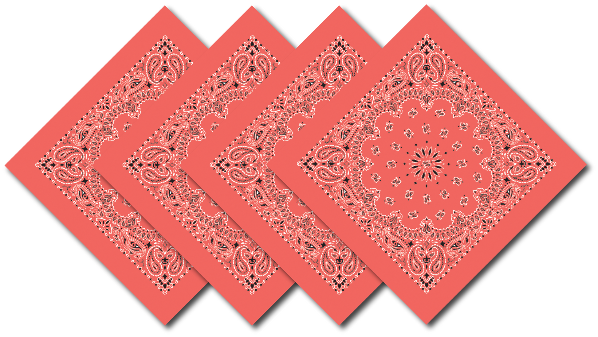 4-Pack USA Made Paisley Bandanna - HONEYSUCKLE featuring a traditional paisley design in honeysuckle color.