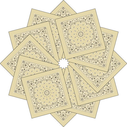 12-Pack USA Made Paisley Bandanna - BEIGE