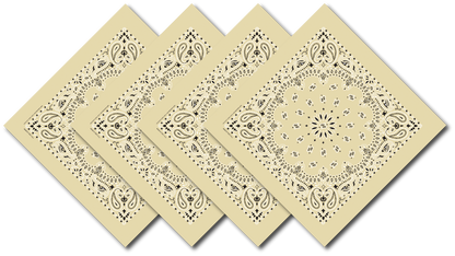 Beige Paisley Bandanna 4 Pack – 100% Cotton, 22x22