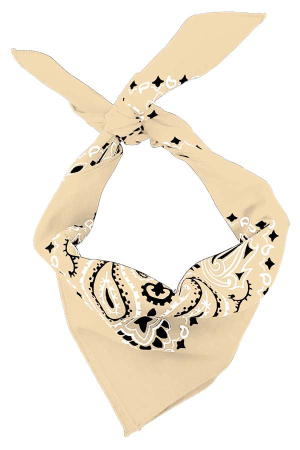 12-Pack USA Made Paisley Bandanna - BEIGE