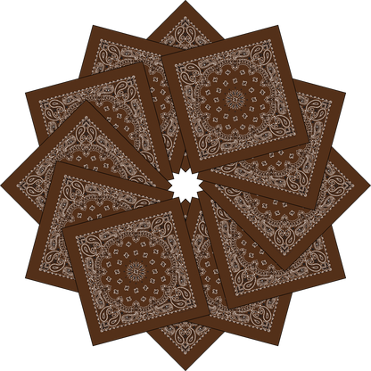12-Pack USA Made Paisley Bandanna - COCOA