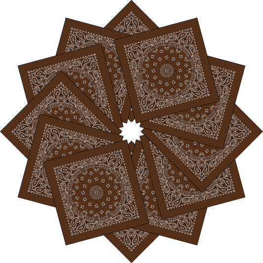 12-Pack USA Made Paisley Bandanna - COCOA