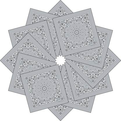 12-Pack USA Made Paisley Bandanna - SILVER
