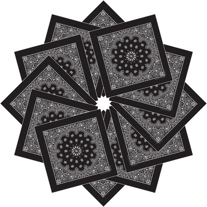 12-Pack USA Made Paisley Bandanna - BLACK