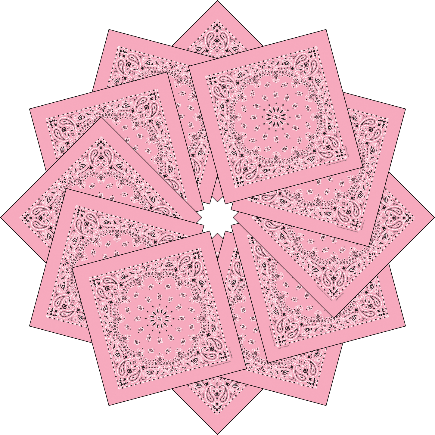 12-Pack USA Made Paisley Bandanna - LIGHT PINK