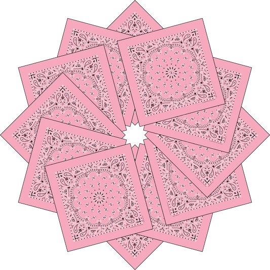 12-Pack USA Made Paisley Bandanna - LIGHT PINK
