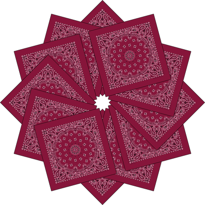12-Pack USA Made Paisley Bandanna - BURGUNDY