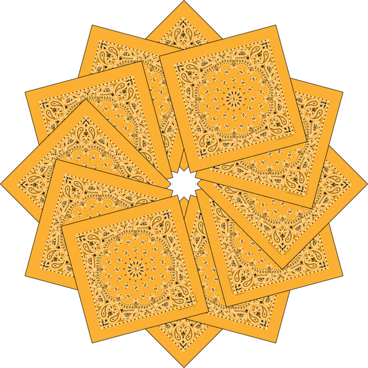 12-Pack USA Made Paisley Bandanna - GOLD